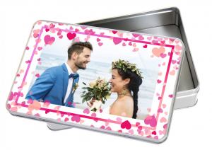 Valentinstag Blechdose mit Fotodruck als Geschenkidee Valentinstag Blechdose mit Fotodruck als Geschenkidee