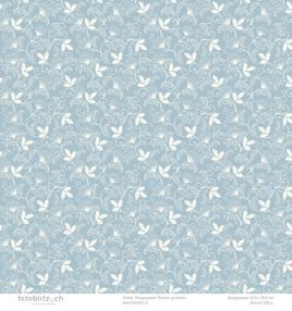 Designpapier Blumen graublau 164