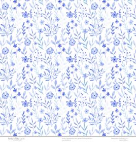 Designpapier blau Wassermalfarbe Blumen 112