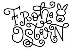 Stempel Frohe Ostern mit Häschen 6x4 cm Stempel Frohe Ostern mit Häschen 6x4 cm