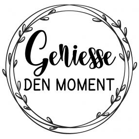 Stempel Geniesse den Moment 4x4 cm mit Stempelholz