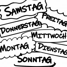 Stempel-Set, alle Wochentage, jeweils 6x3cm Stempel-Set, alle Wochentage, jeweils 6x3cm