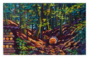 «Das Auge des Waldes» Repro Birkenholz Menel