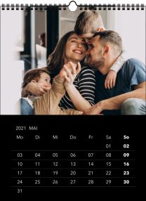 Fotokalender A4 schwarz 2026